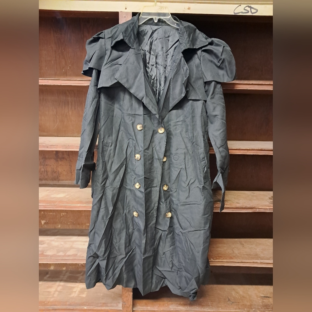 Women's Black Double-Breasted Coat